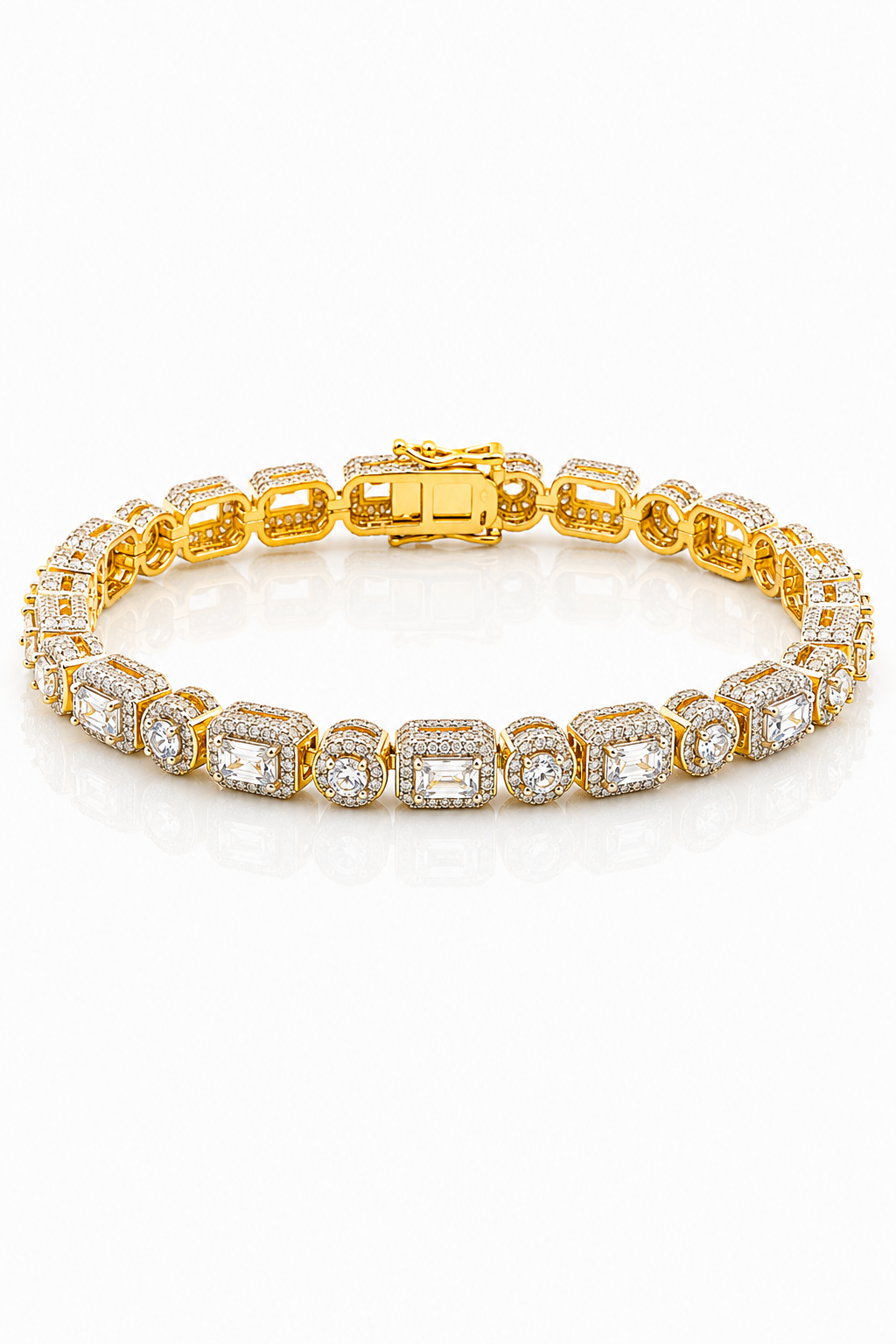 9217482 | Silver Iced out CZ Gold Plated 7.5" Ghost Bracelet