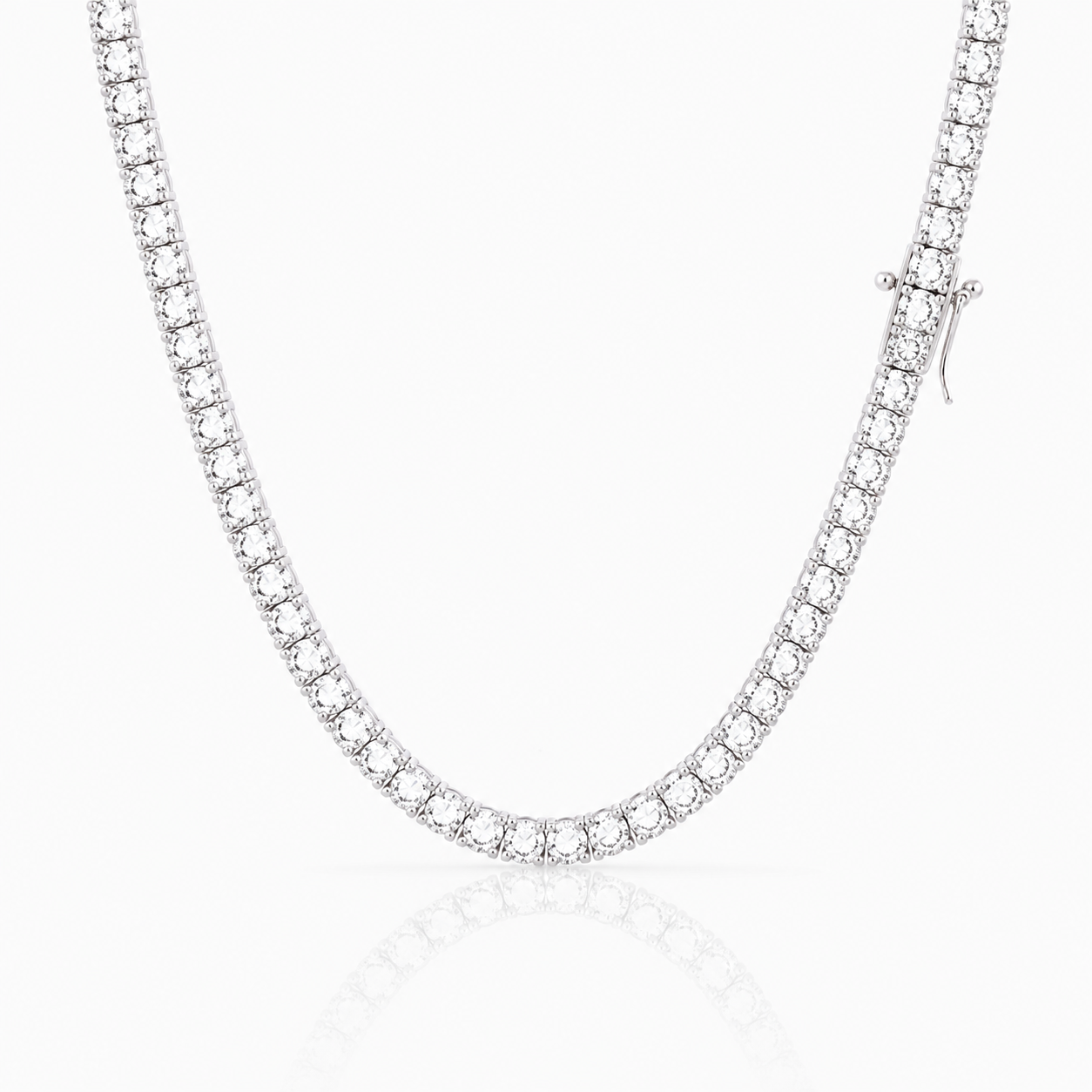 9100081 | Brass Moissanite Rhodium Tennis Chain