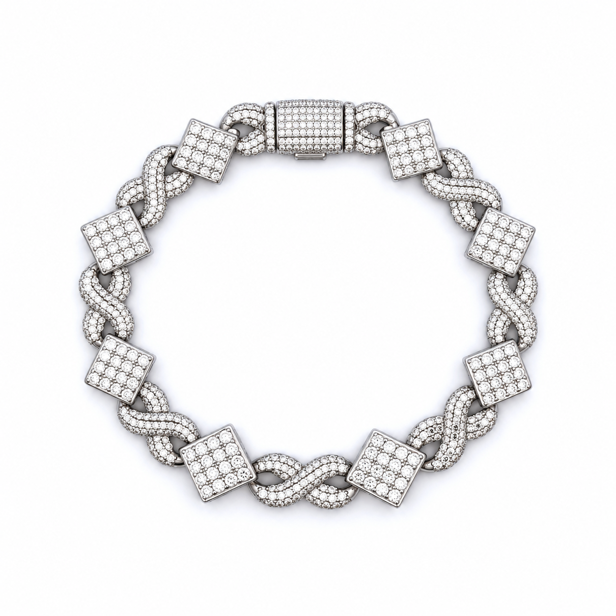 9912861 | 8.29 CTW 925 Silver Moissanite Rhodium 7.8" Bracelet