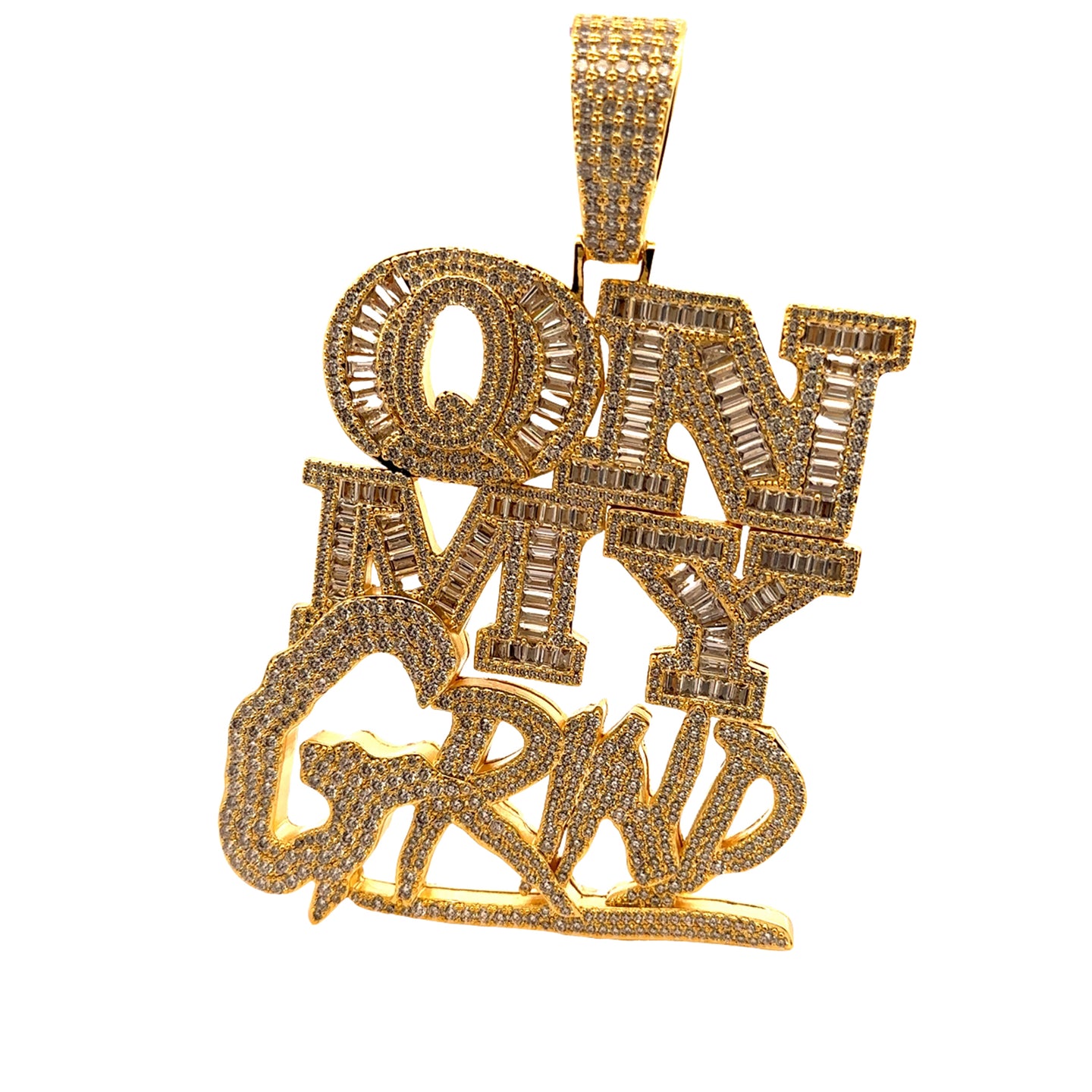 MERIDIA BRASS GOLD ICED OUT PENDANT I 916092