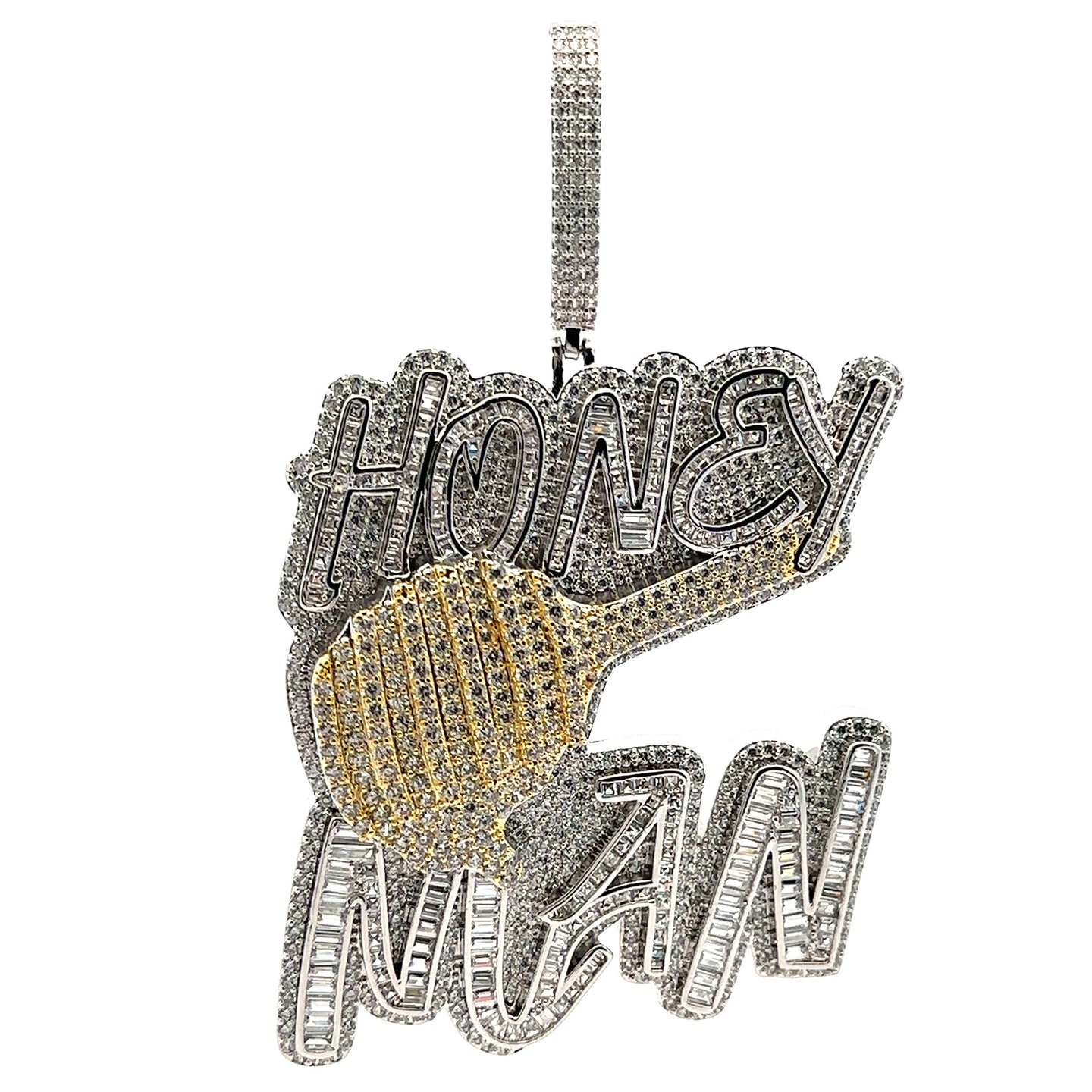 NYXARIA BRASS RHODIUM ICED OUT PENDANT I 916351