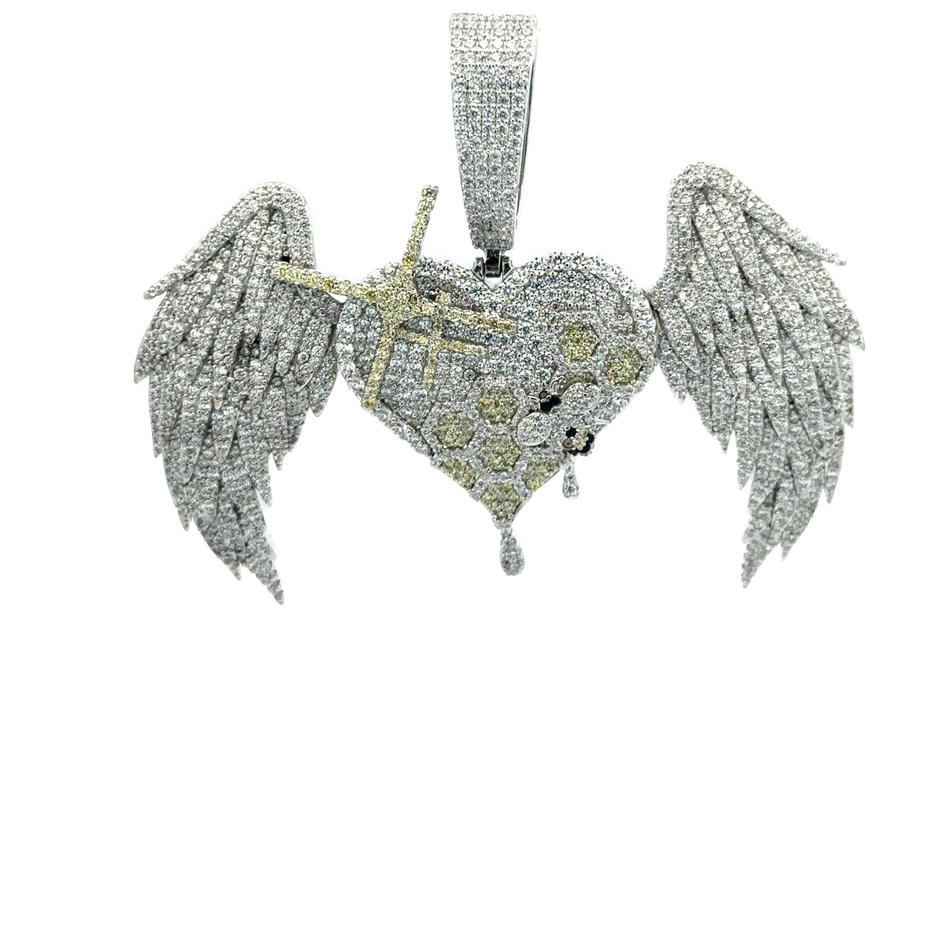 ORLENA BRASS RHODIUM ICED OUT PENDANT I 916481