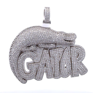 916671 | Brass Rhodium Gator Pendant