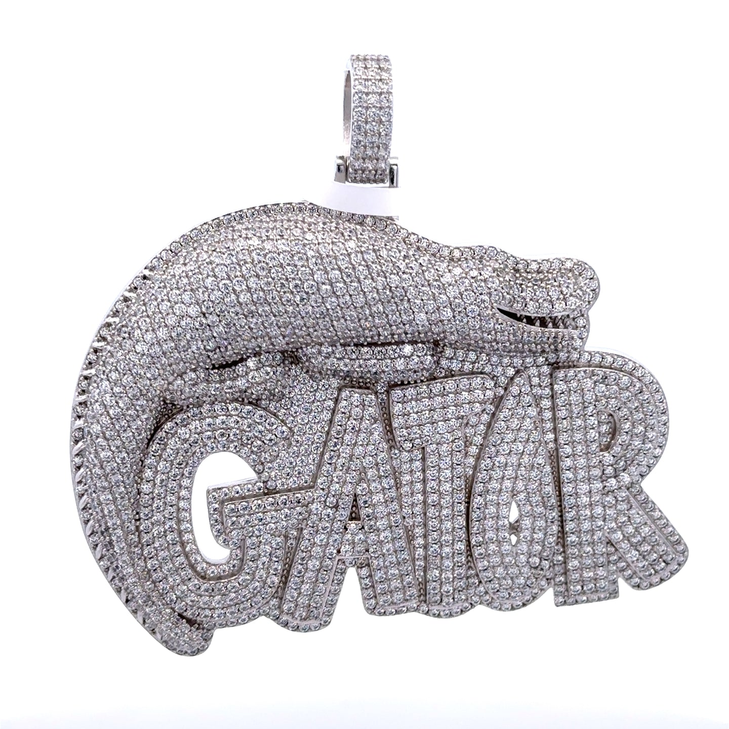 916671 | Brass Rhodium Gator Pendant