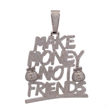 916681 | Brass Rhodium Make Money Not Friends Pendant