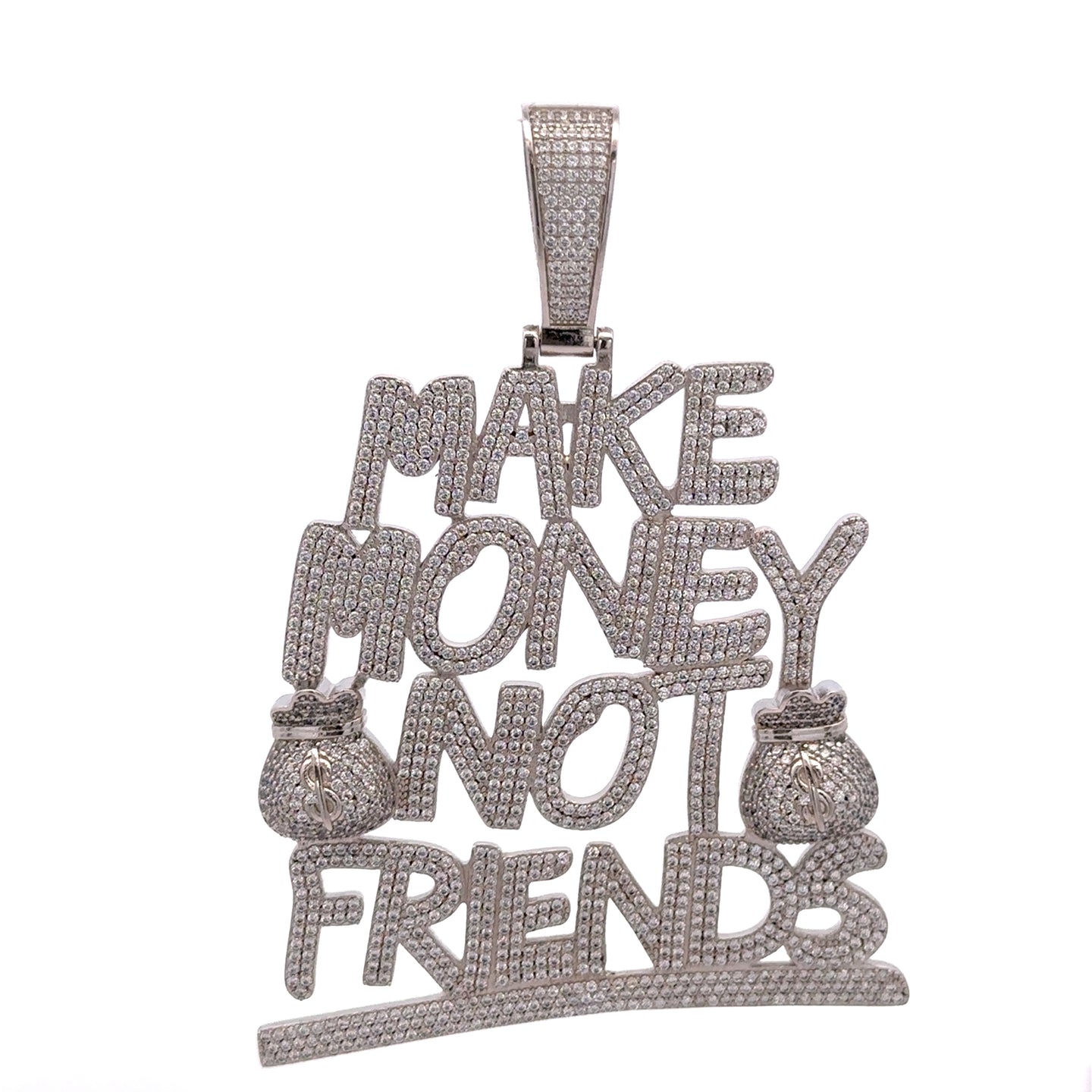 916681 | Brass Rhodium Make Money Not Friends Pendant