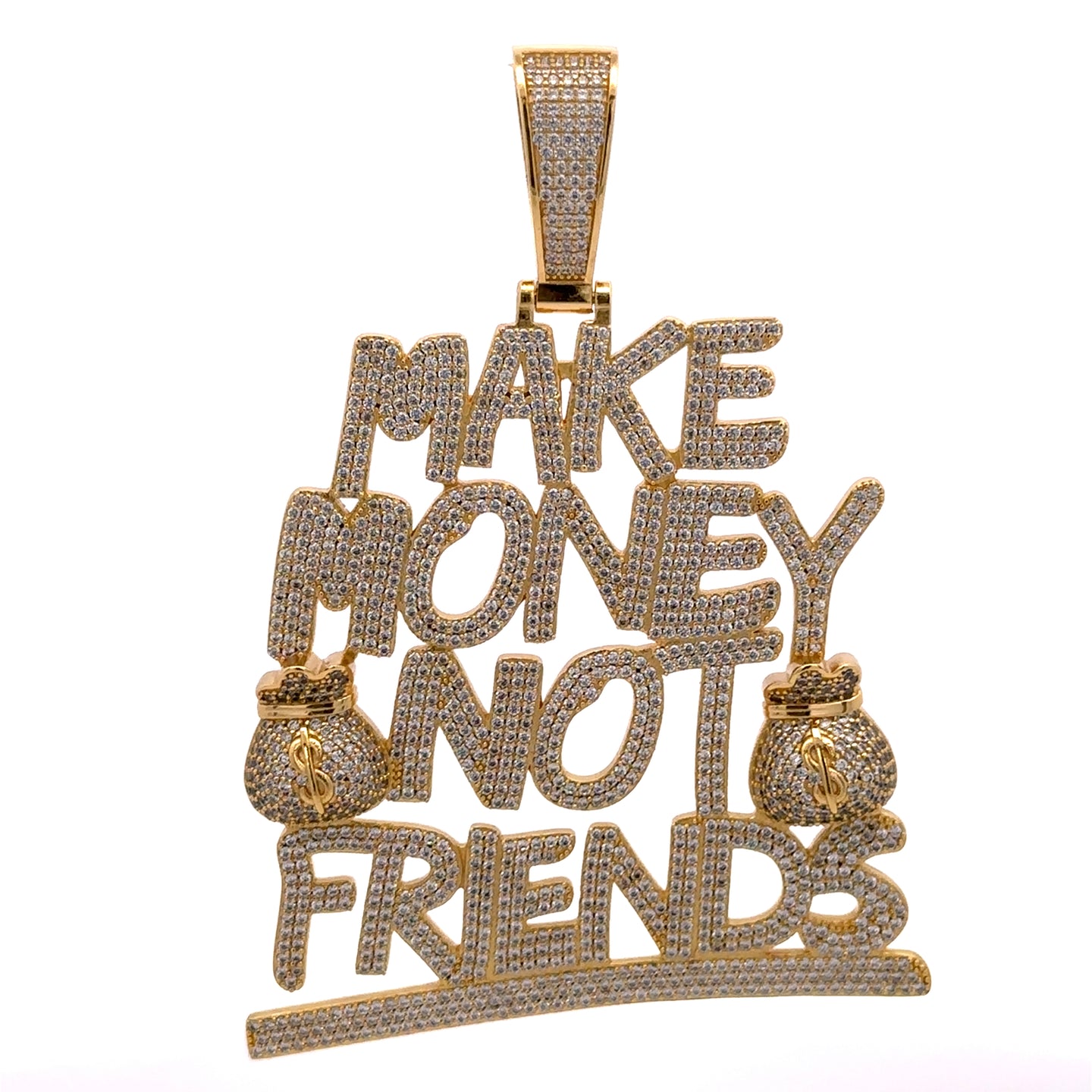 916682 | Brass Gold Make Money Not Friends Pendant