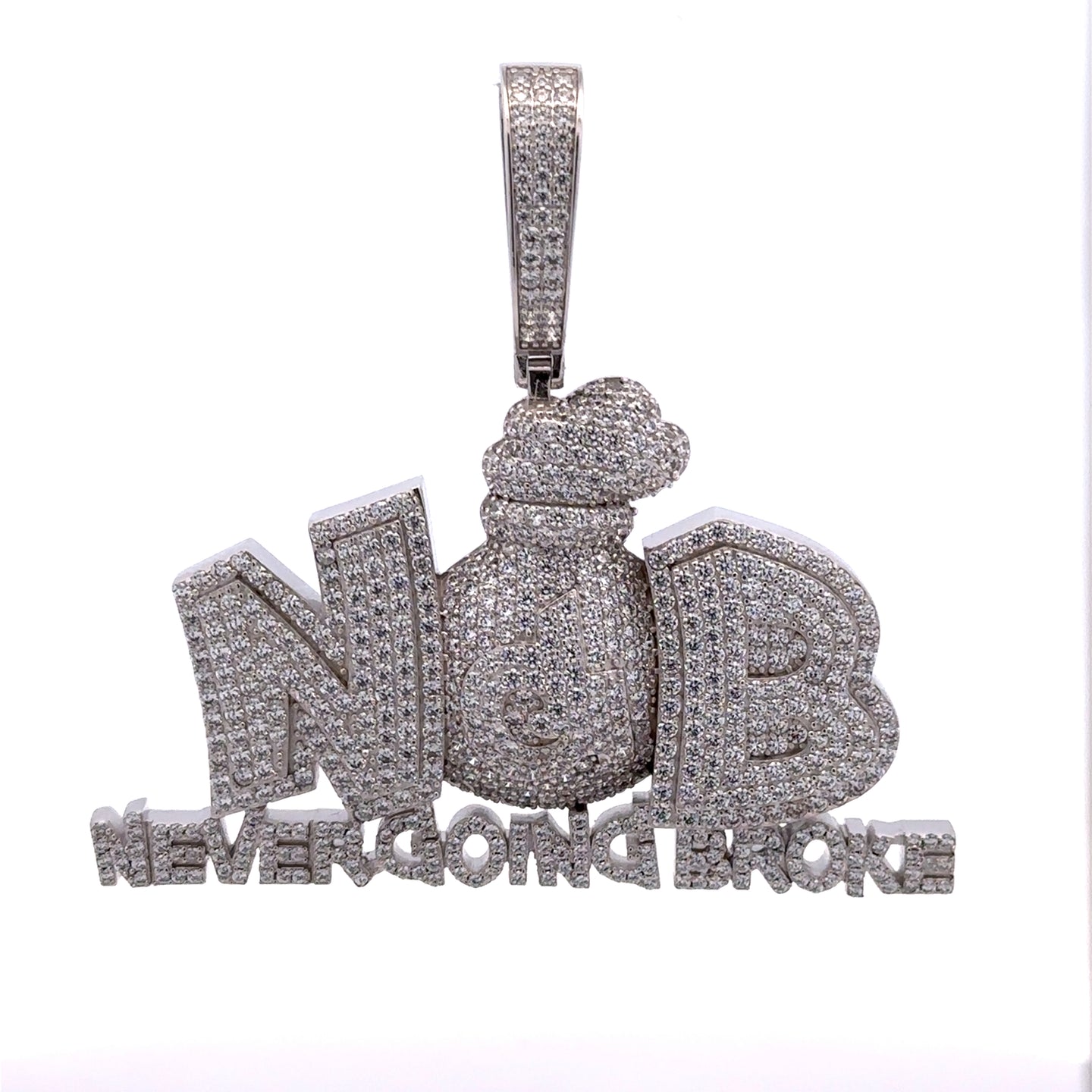 916711 | Brass Rhodium Never Going Broke Pendant