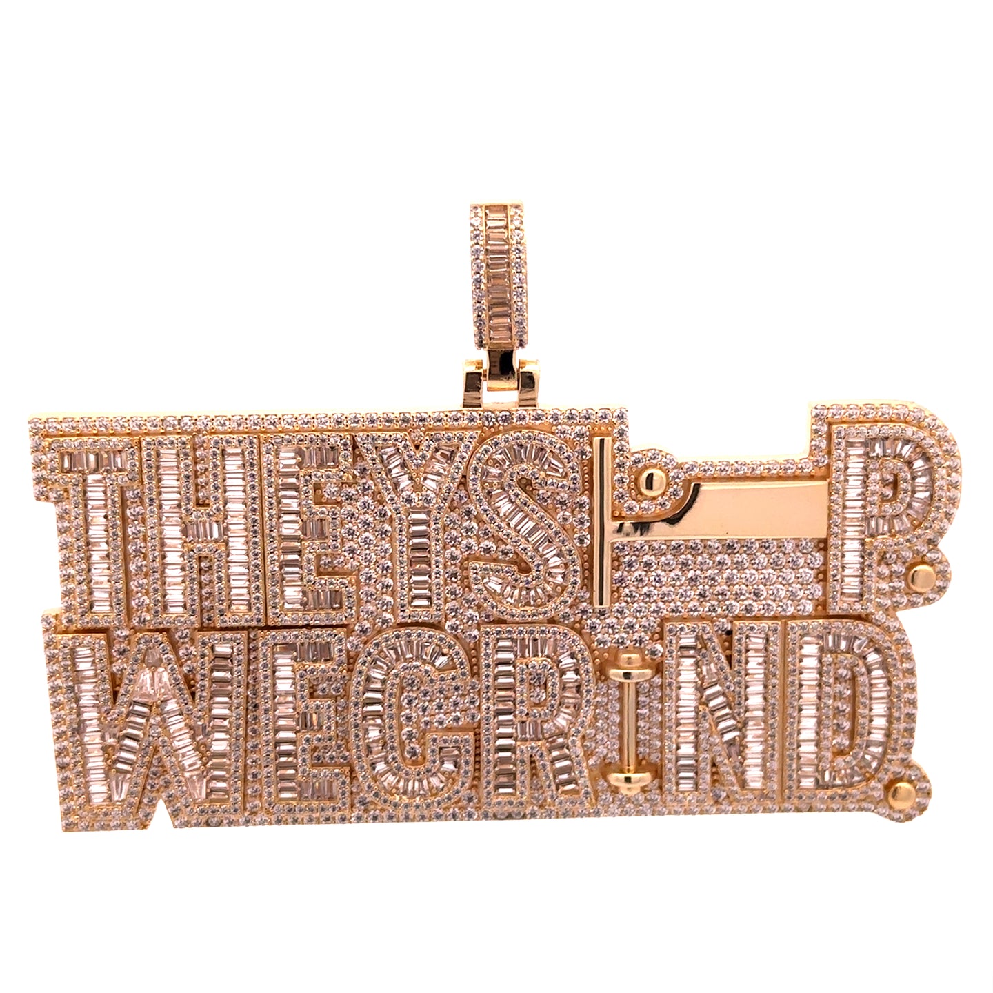 916722 | Brass Gold They Sleep We Grind Pendant