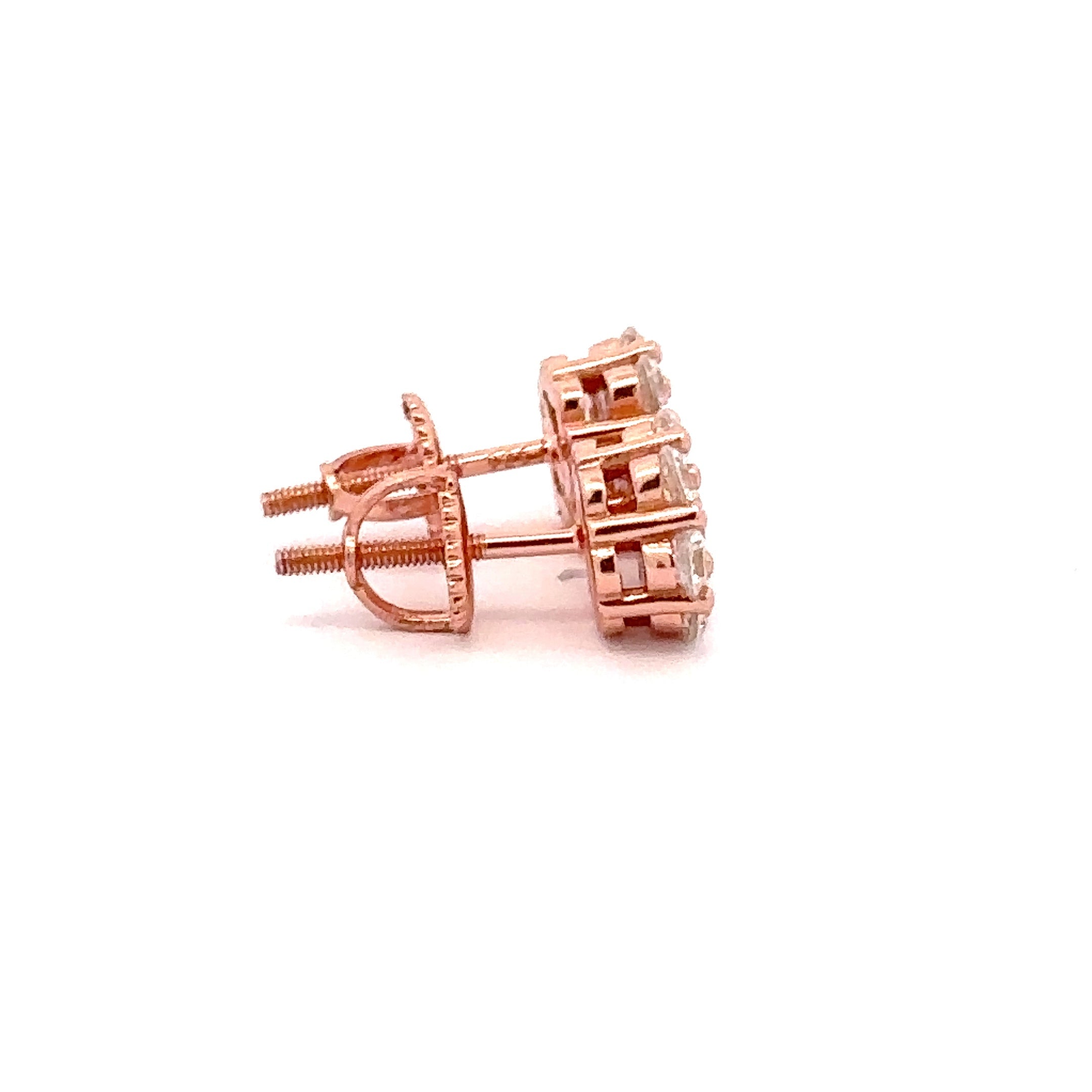 THALLASAM 925 CZ ROSE GOLD ICED OUT EARRINGS | 9212465