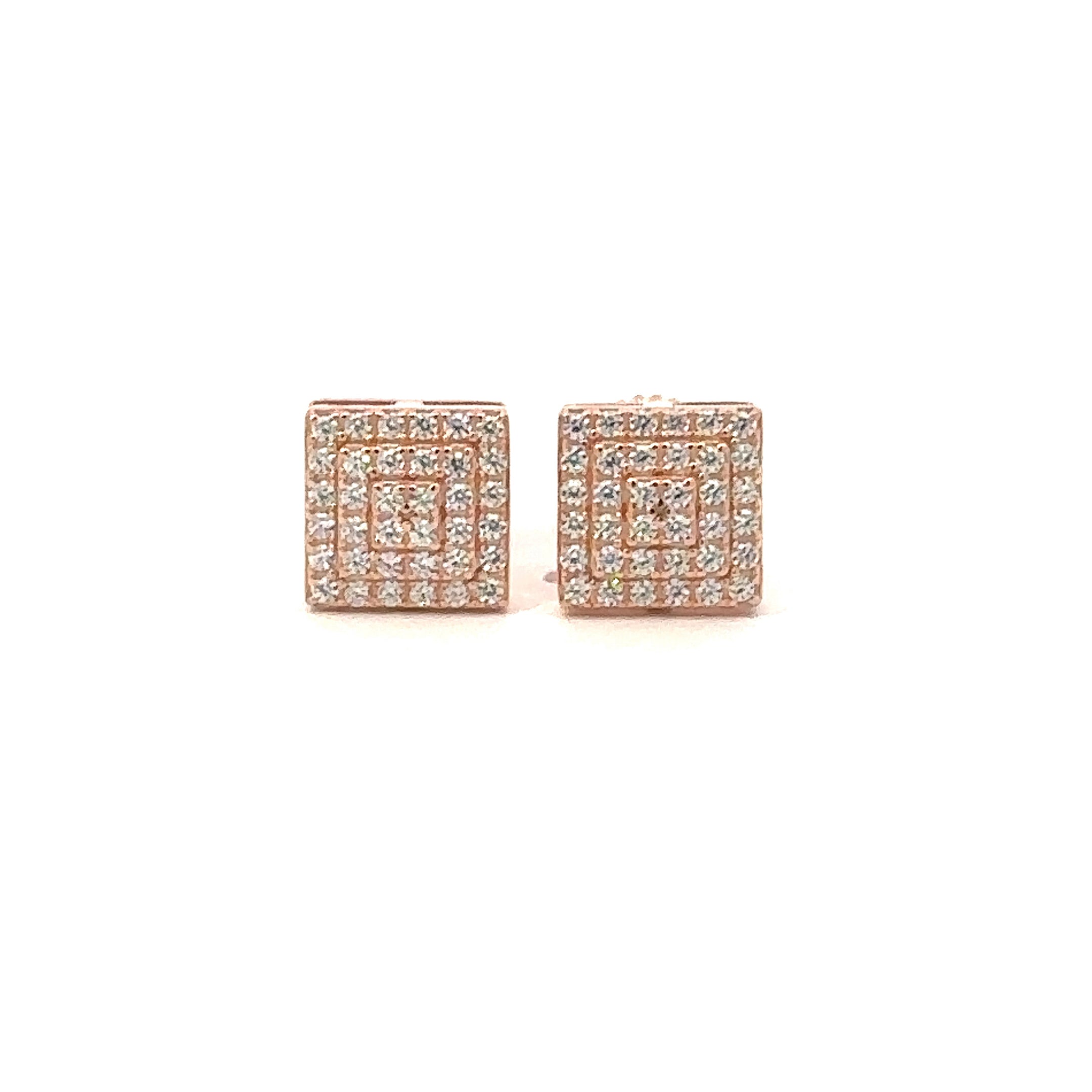 CYRENE 925 CZ ROSE GOLD ICED OUT EARRINGS | 9212675