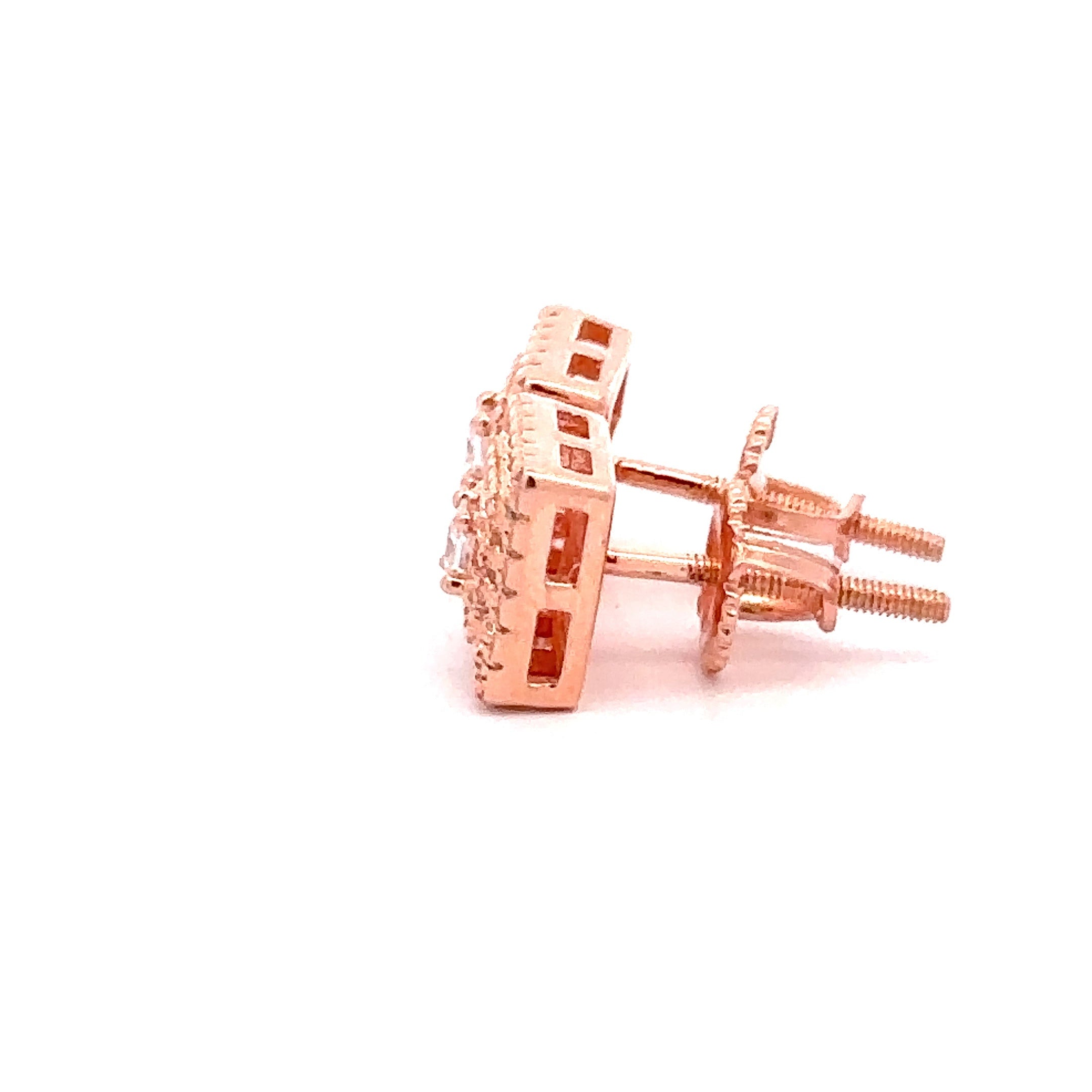 ATRACTIVO 925 CZ ROSE GOLD ICED OUT EARRINGS | 9219255