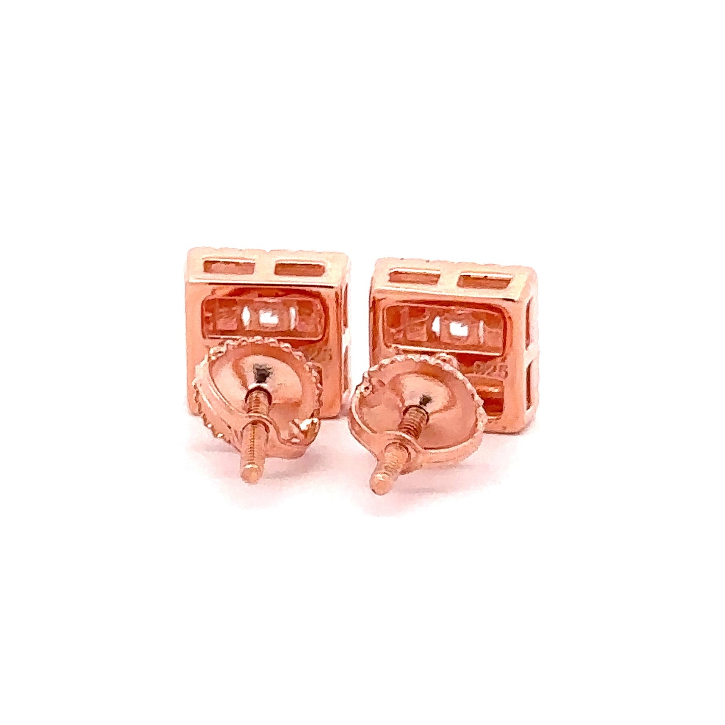ATRACTIVO 925 CZ ROSE GOLD ICED OUT EARRINGS | 9219255