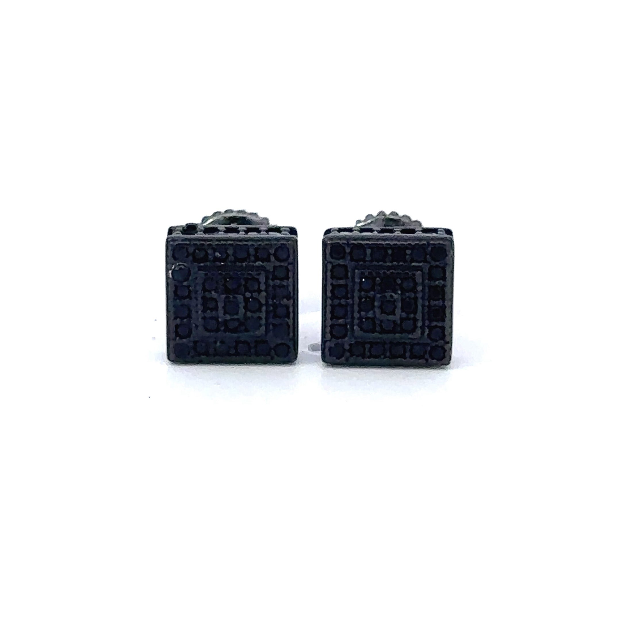 HEARTY 925 CZ BLACK ICED OUT EARRINGS  | 9219283