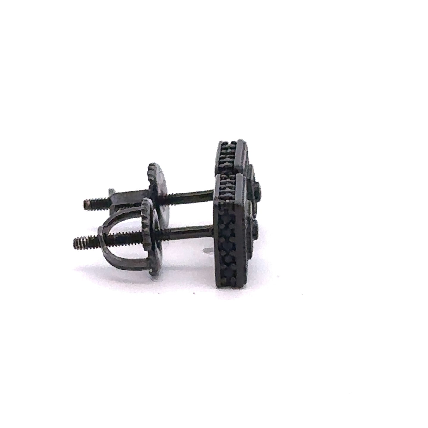 HEARTY 925 CZ BLACK ICED OUT EARRINGS  | 9219283