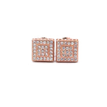 HEARTY 925 CZ ROSE GOLD ICED OUT EARRINGS  | 9219285