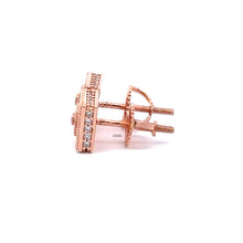 HEARTY 925 CZ ROSE GOLD ICED OUT EARRINGS  | 9219285