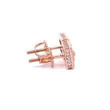 HEARTY 925 CZ ROSE GOLD ICED OUT EARRINGS  | 9219285