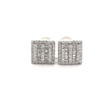 CAELUM 925 CZ RHODIUM ICED OUT EARRINGS | 9219631