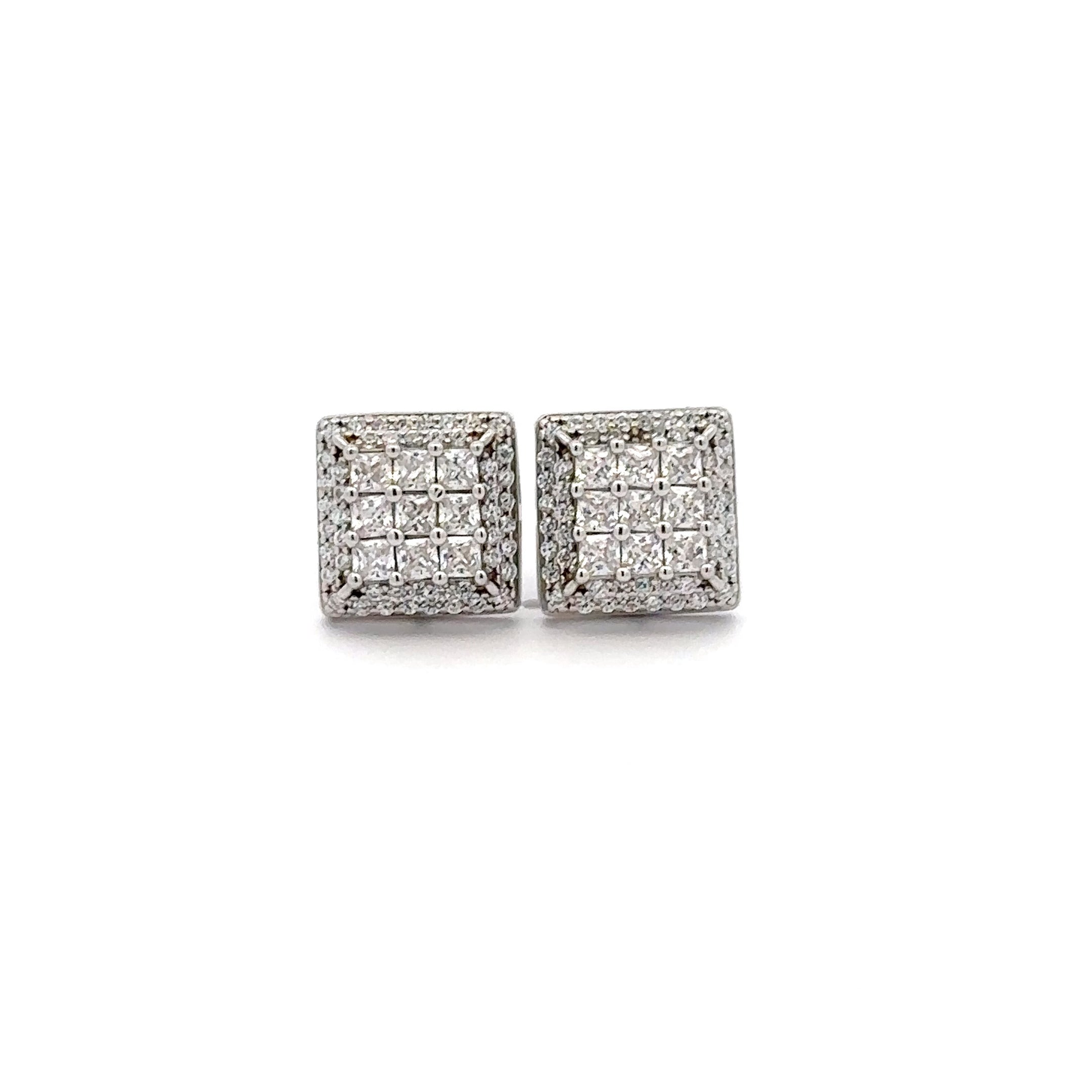 SOLANUM 925 CZ RHODIUM ICED OUT EARRINGS | 9221001