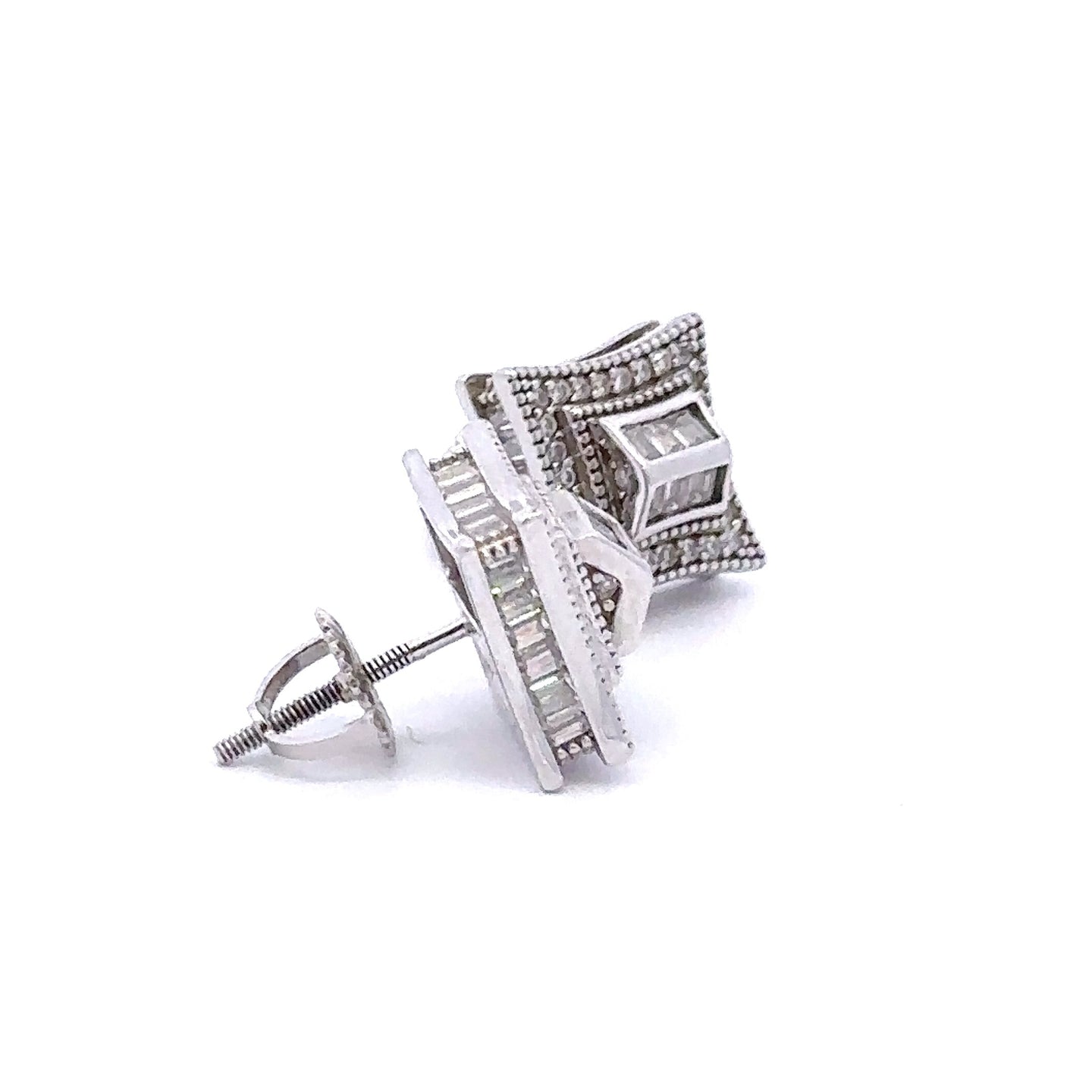 NYSA 925 CZ RHODIUM ICED OUT EARRINGS | 9221021