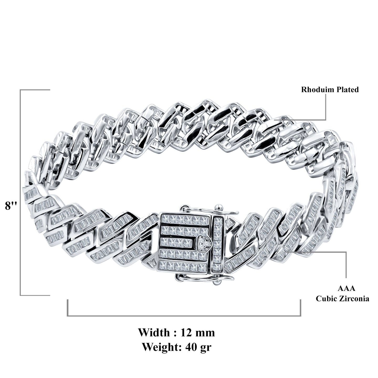 GLEAMFROST 925 SILVER BRACELET 8"CZ | 9221951
