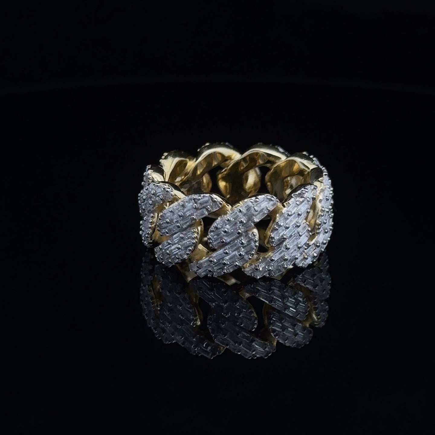 POLAR 925 SILVER CZ MENS YELLOW GOLD ICED OUT RING | 9222232