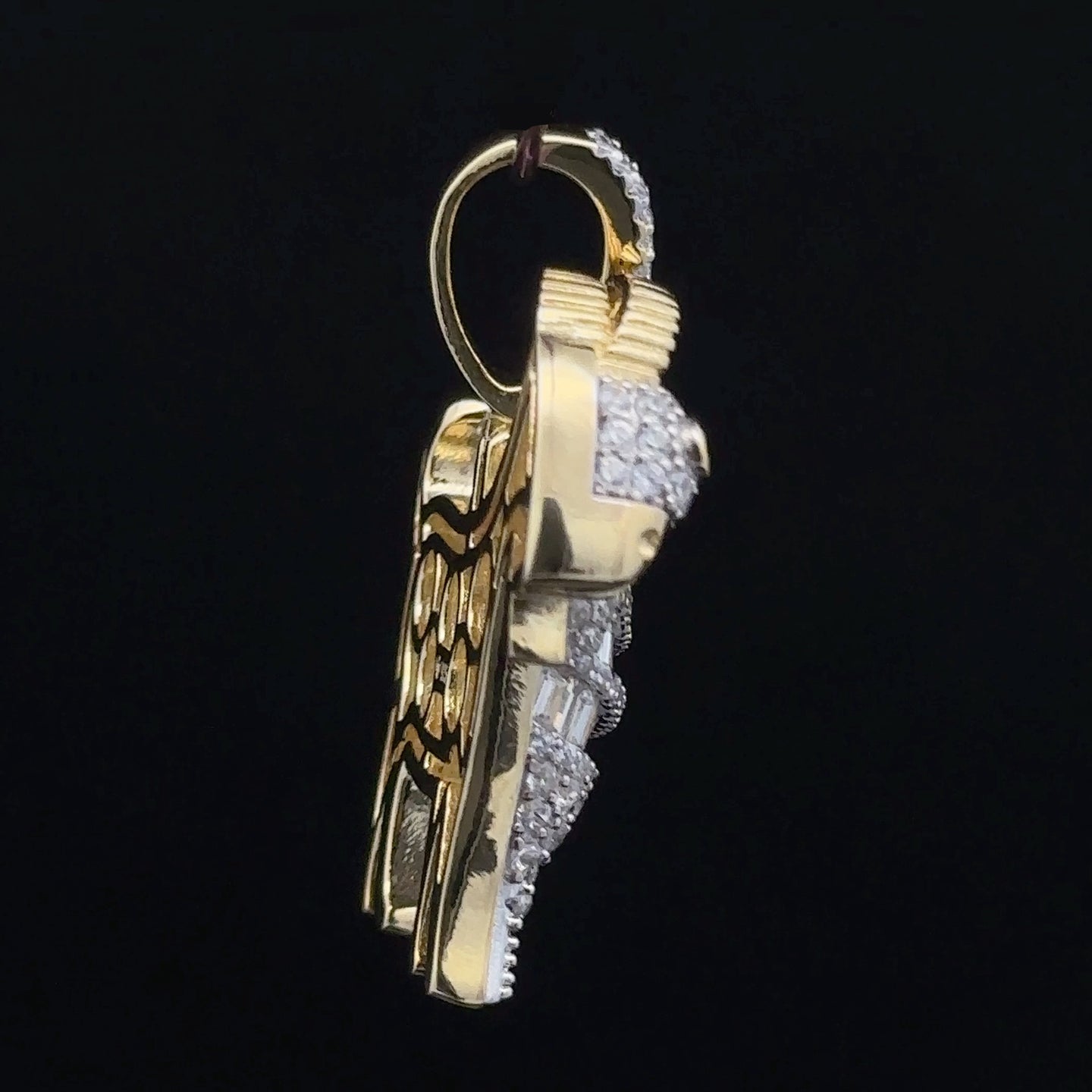SOLILOQUY 925 CZ GOLD ICED OUT PENDANT | 9222352
