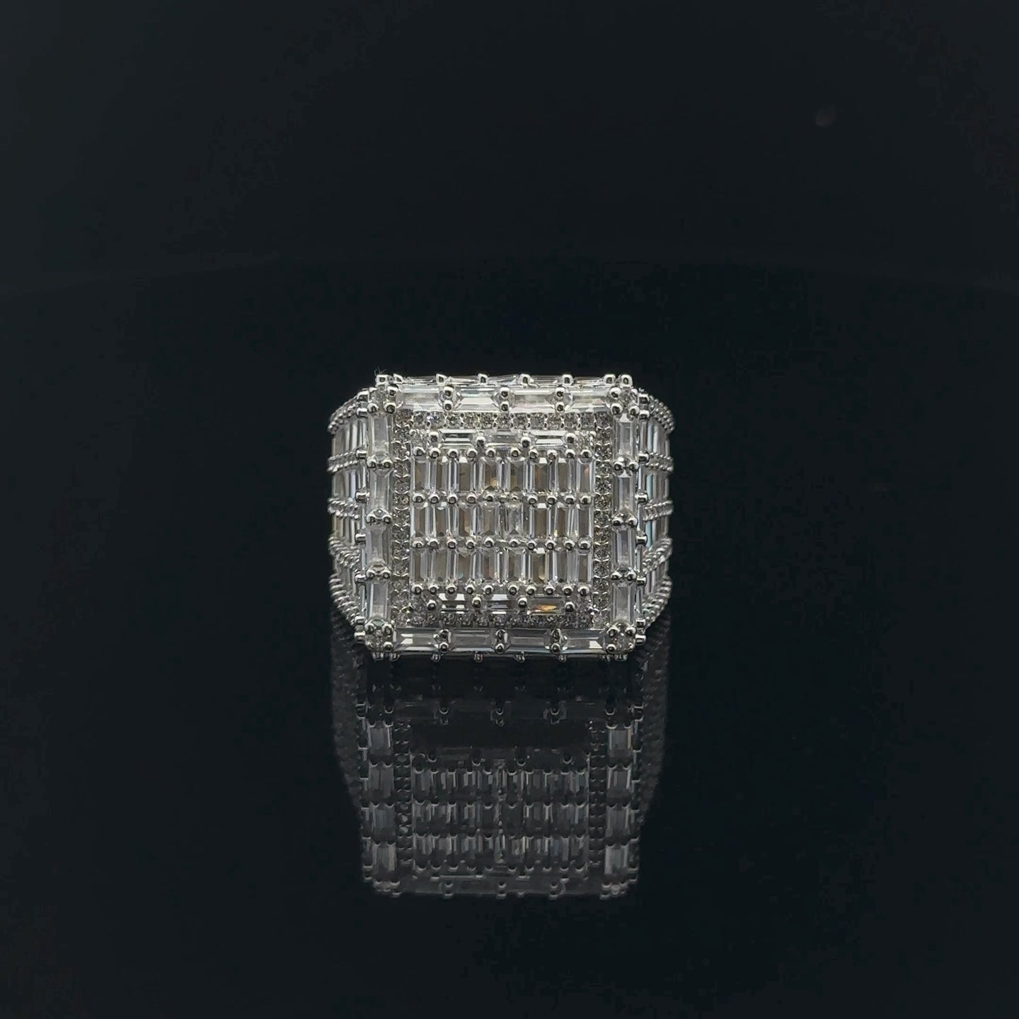 GLIMMER 925 CZ YELLOW GOLD MENS ICED OUT RING | 9222452