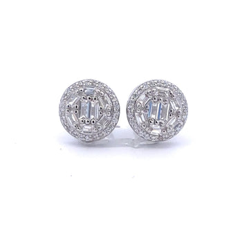 PANACIAR 925 CZ RHODIUM ICED OUT EARRINGS | 9222721