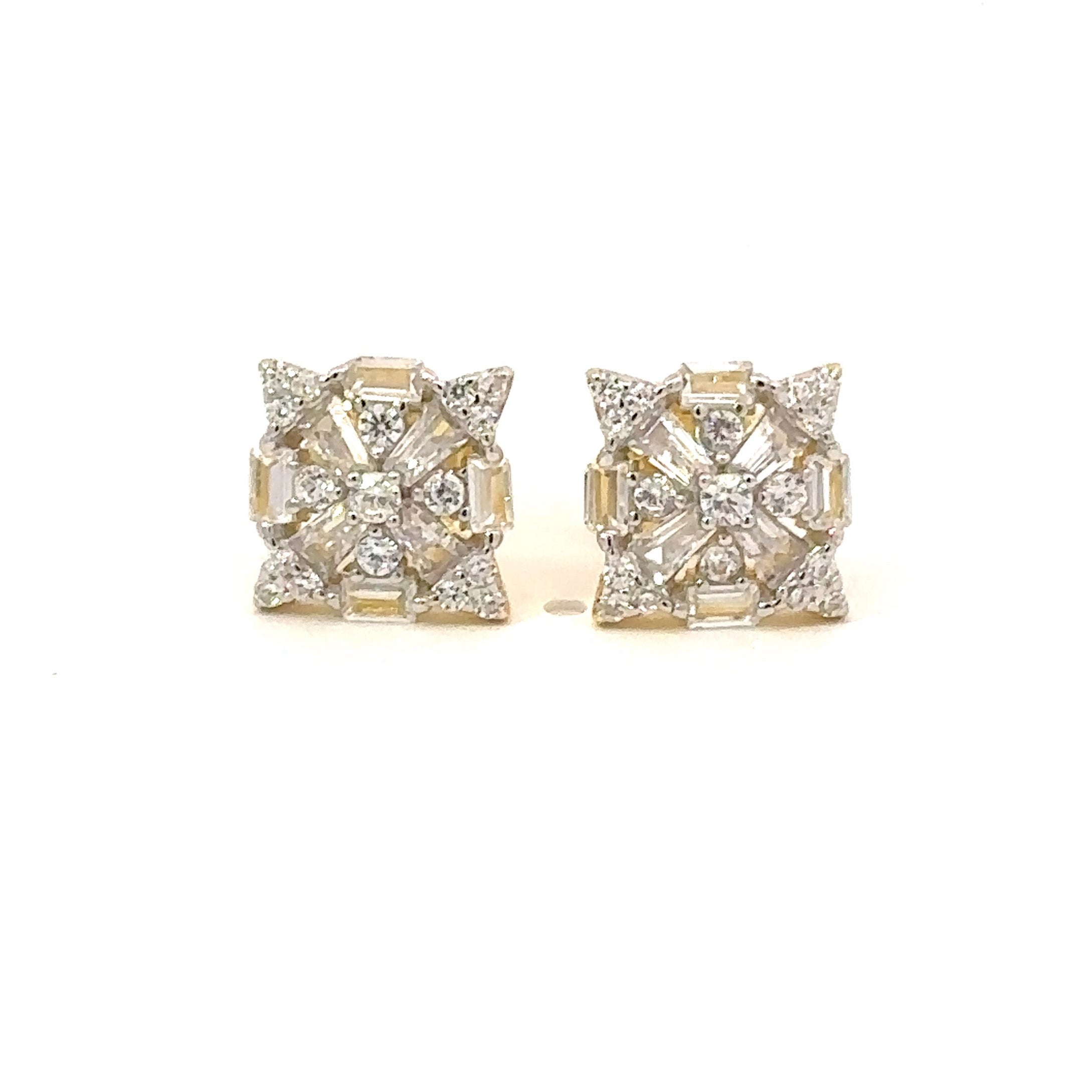 ZANAEDA 925 CZ GOLD ICED OUT EARRINGS | 9222732