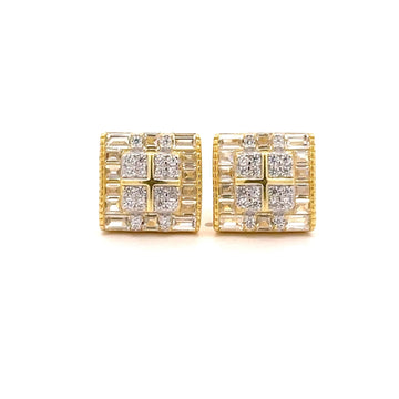 MYSTIQUE 925 CZ GOLD ICED OUT EARRINGS | 9222942