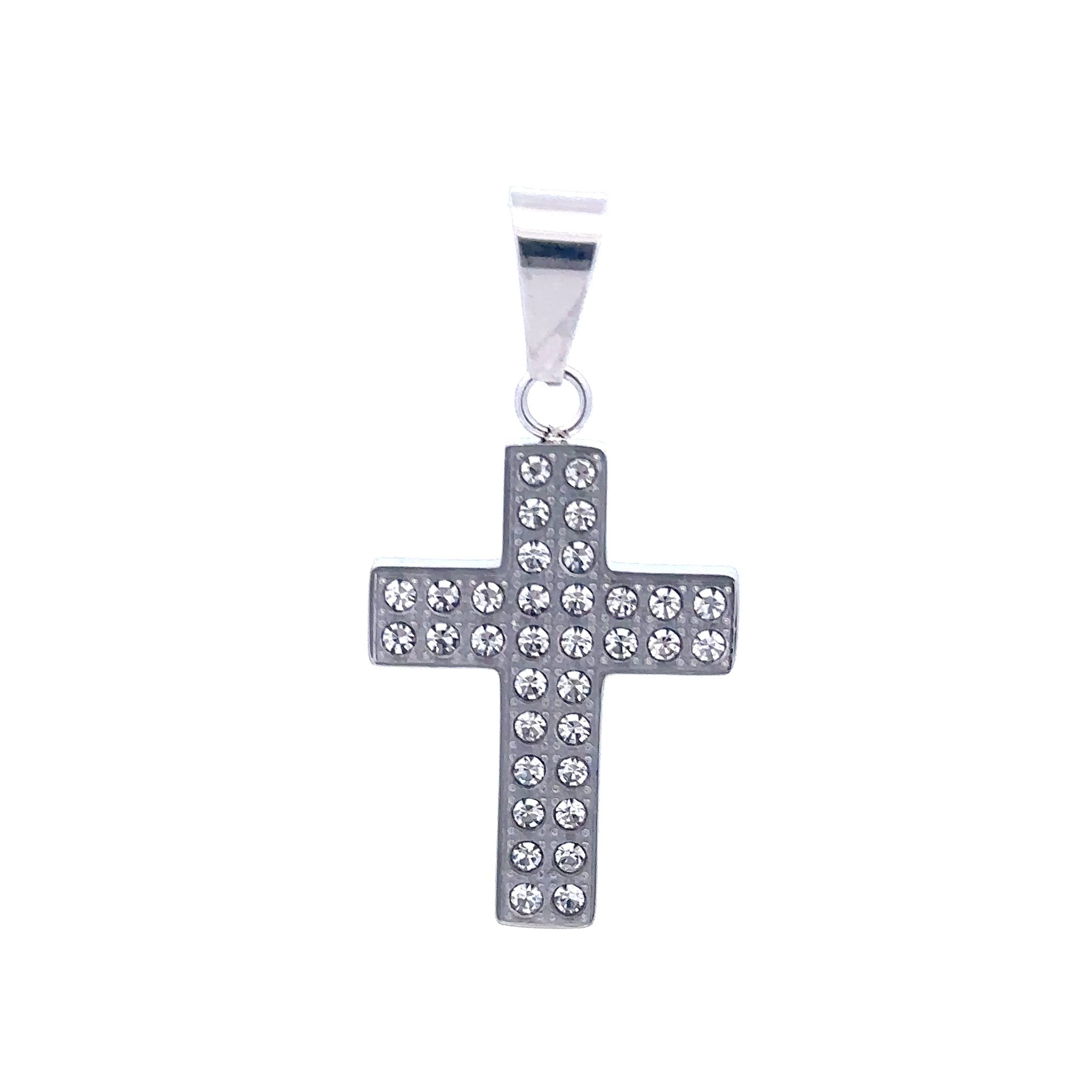 RHOSWEN STAINLESS RHODIUM STEEL ICED OUT PENDANT | 9311571