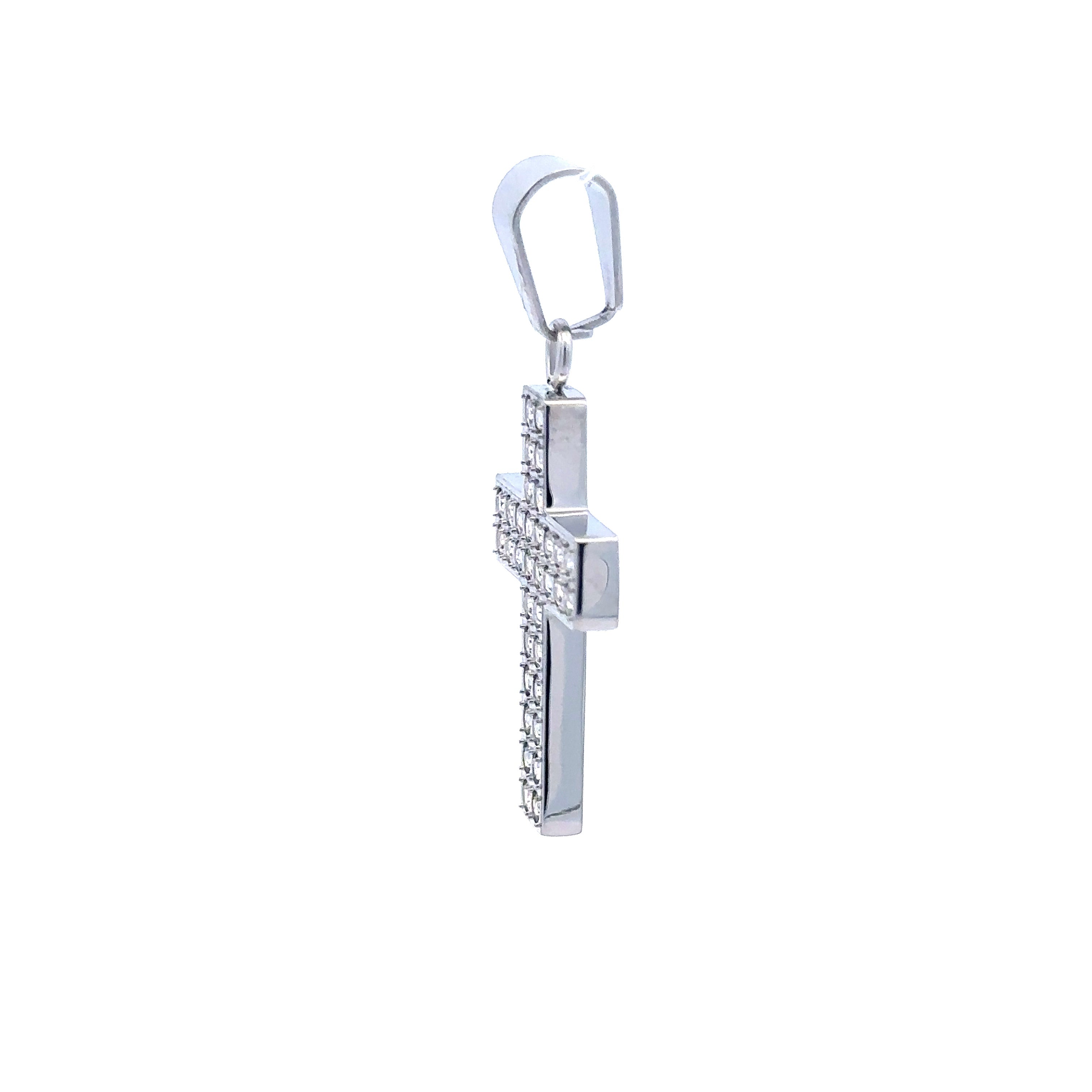 RHOSWEN STAINLESS RHODIUM STEEL ICED OUT PENDANT | 9311571