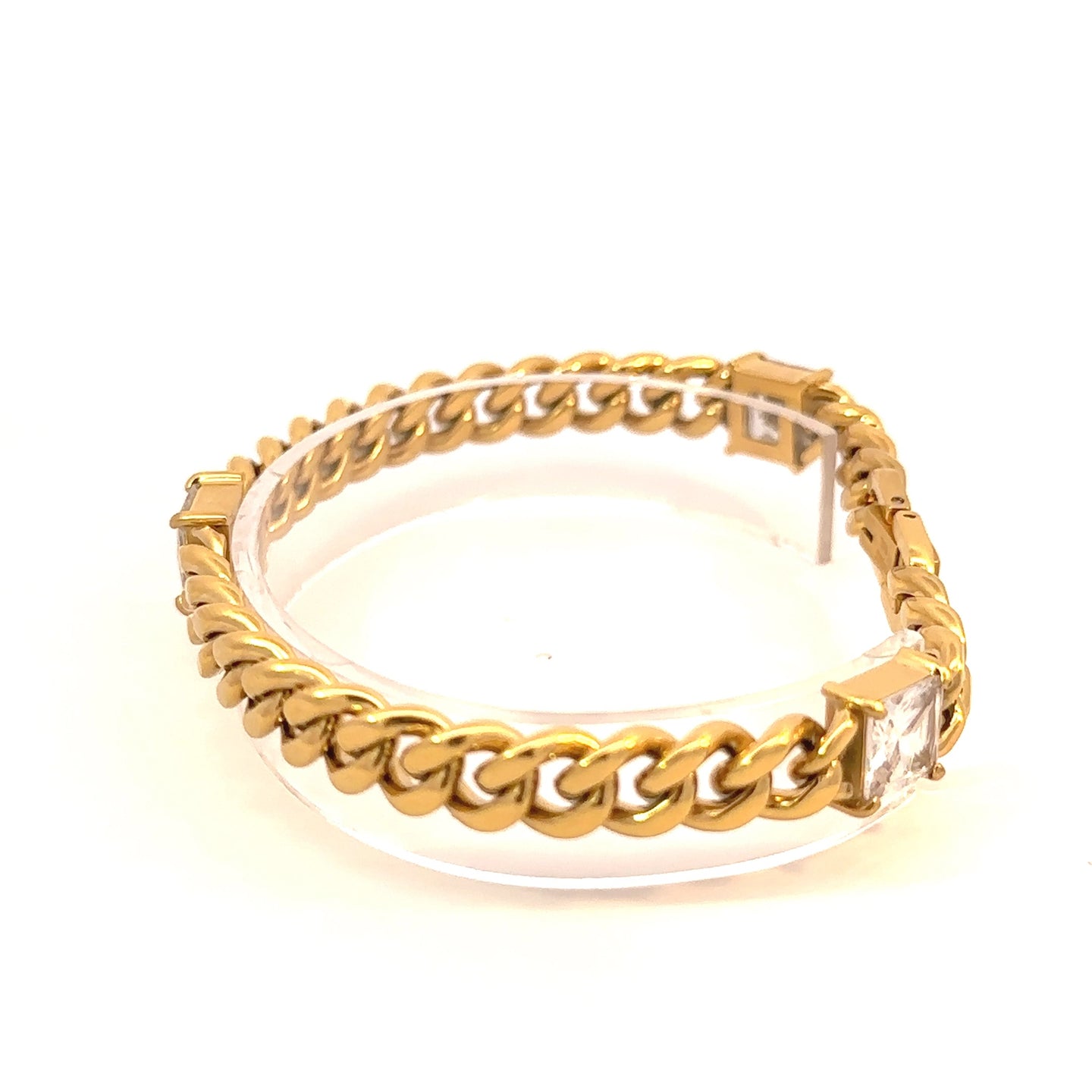LYSARA 8MM STEEL GOLD ICED OUT BRACELET | 9311682