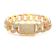 FENRIS 18MM CZ BRASS TRI COLOR ICED OUT BRACELET  I 9635652