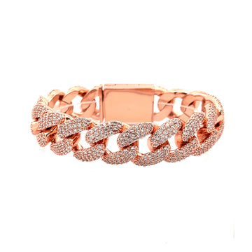 FENRIS 18MM CZ BRASS ROSE GOLD ICED OUT BRACELET  I 963565