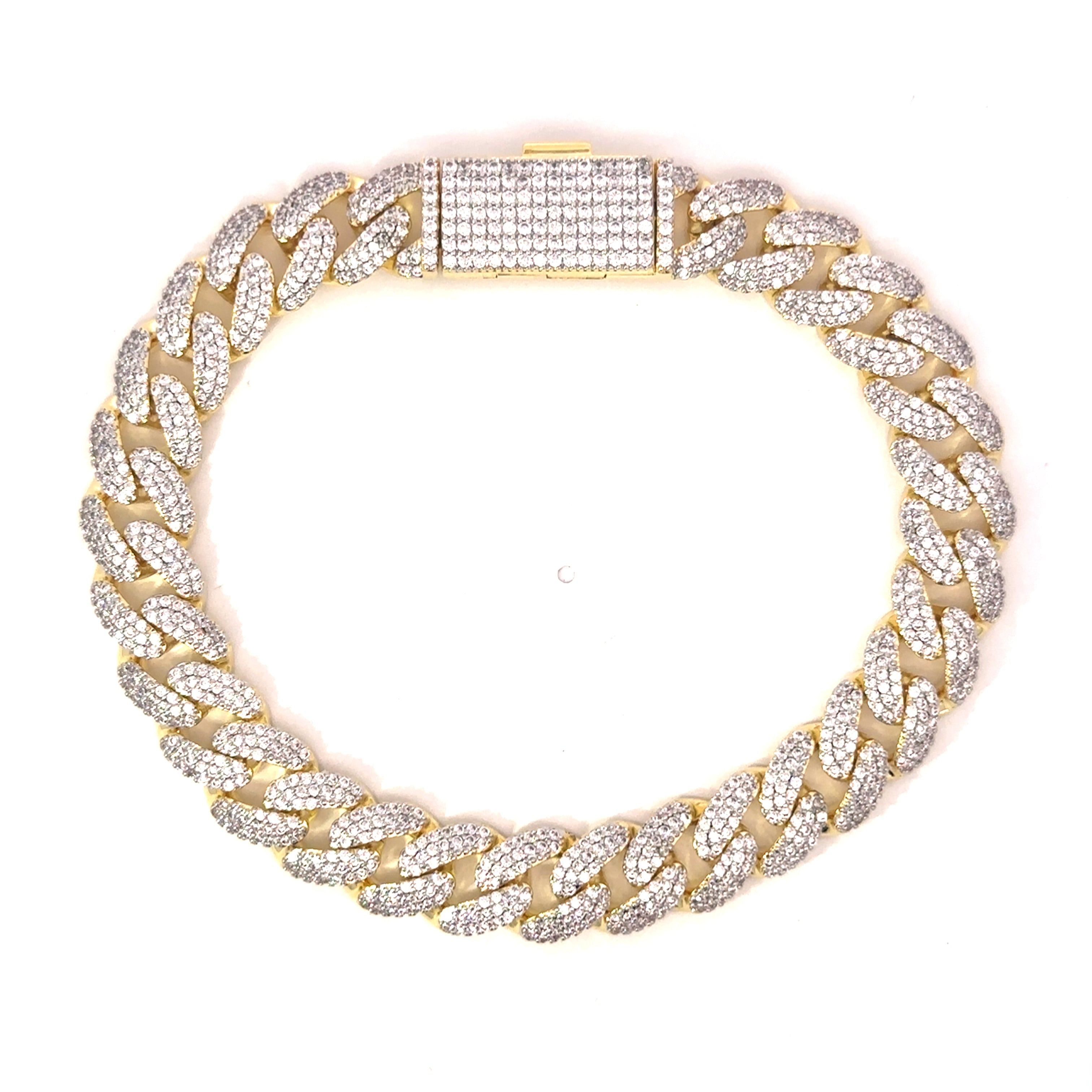 963732 | Brass CZ 10mm Cuban Bracelet