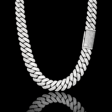 9910791 | 26.46ctw VVS 925 Silver Moissanite Razor Cuban 14mm 26