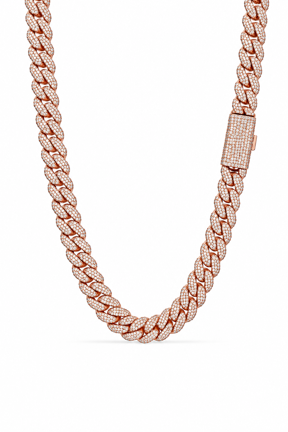 962935 | Brass CZ Rose Gold 14mm Stallion Cuban Chain