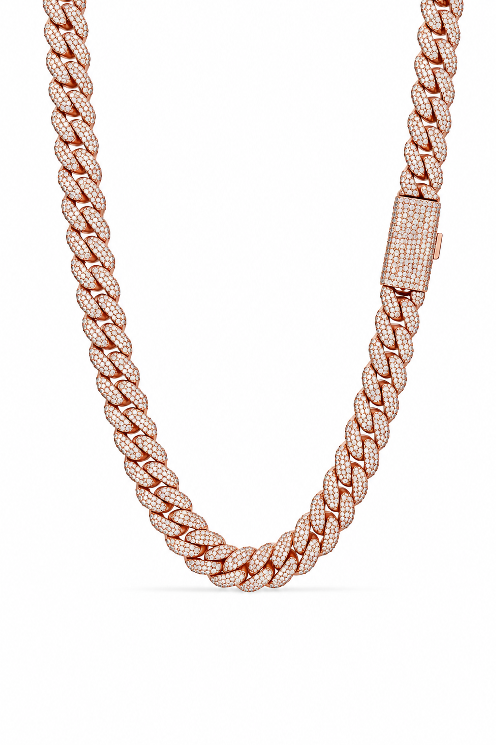 962935 | Brass CZ Rose Gold 14mm Stallion Cuban Chain