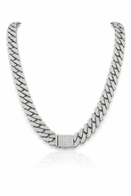 OZARIN 8MM RHODIUM MOISSANITE ICED OUT CUBAN I 994451