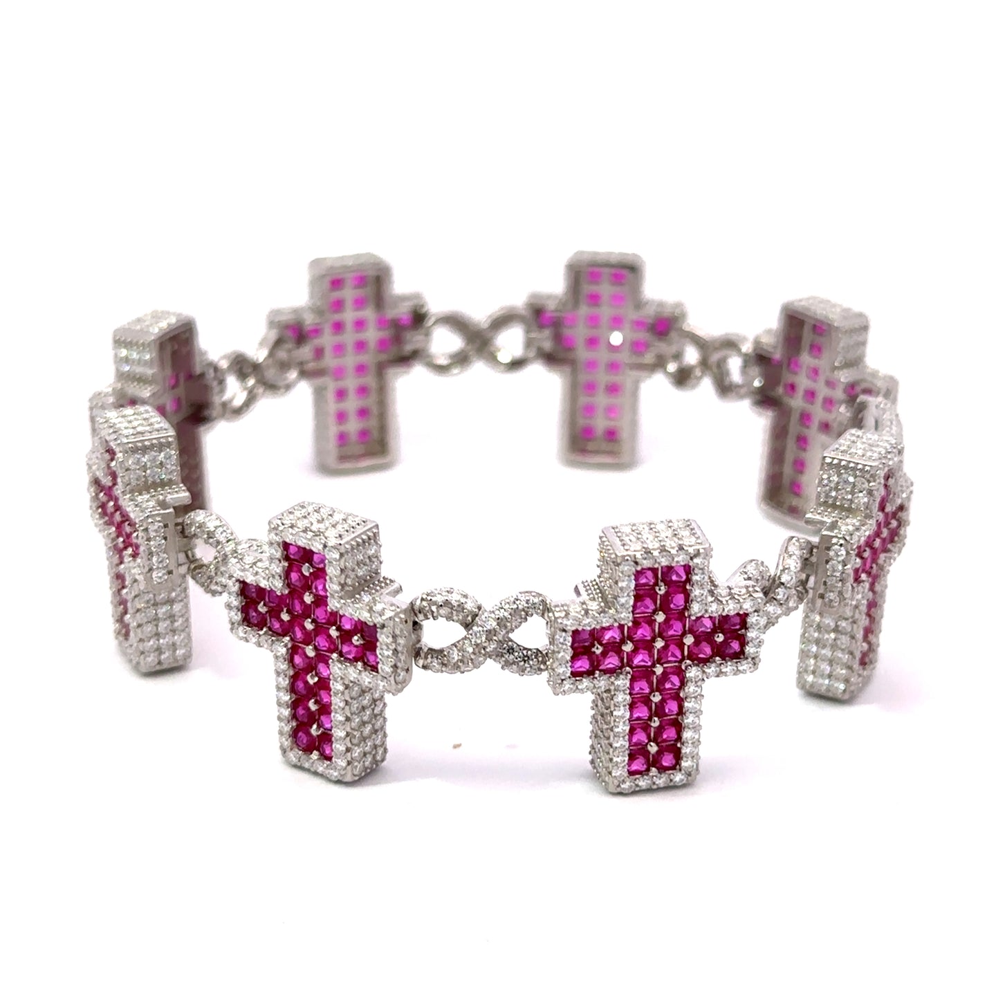 9910341 | 925 Silver Moissanite 21mm 8" GP Blue Bracelet