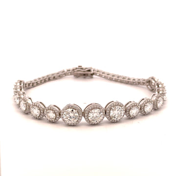 9911151 | 925 Silver Moissanite Rhodium Halo Bracelet