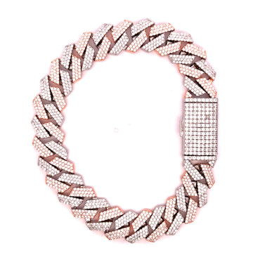 9913519 | 925 Silver Moissanite 12mm Two Tone Rhodium Rose Bracelet
