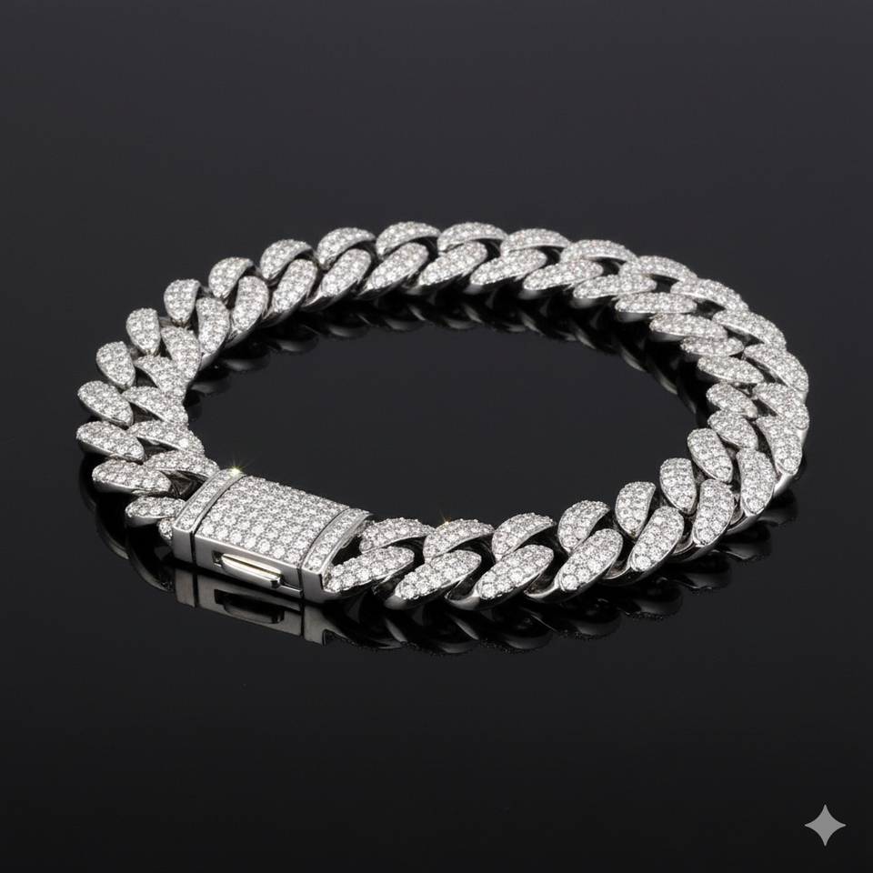MONEYED 12MM 925 MOISSANITE CUBAN BRACELET | 991391