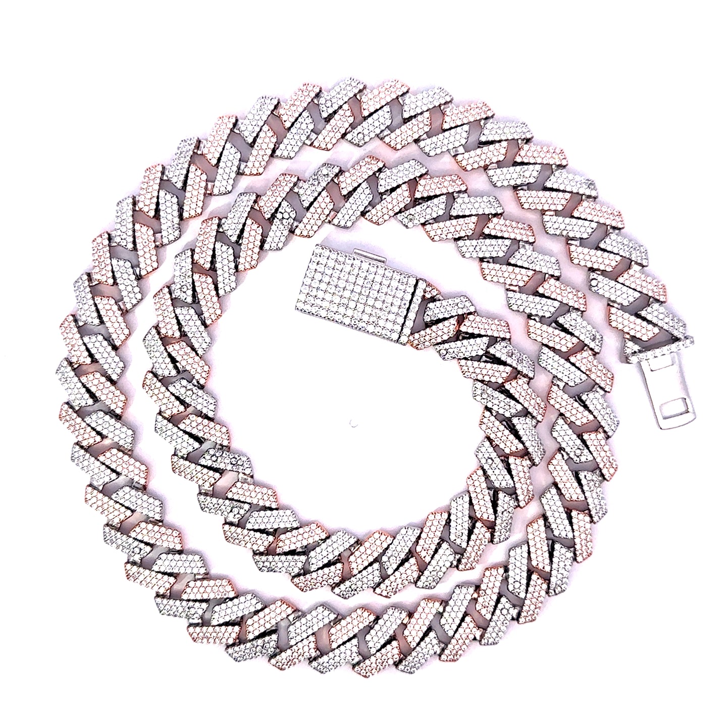 9914219 | 925 Silver Moissanite Two Tone Rhodium Rose Gold Cuabn