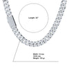 MONEYED SILVER MOISSANITE 12MM CUBAN CHAIN | 991401