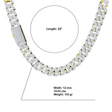 MONEYED SILVER MOISSANITE 12MM CUBAN CHAIN | 991432