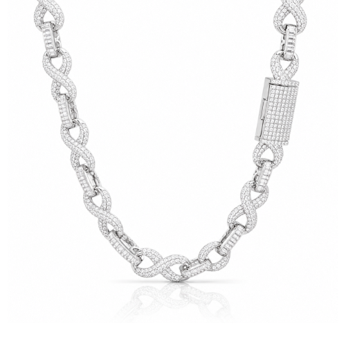DATHIR 10MM RHODIUM MOISSANITE ICED OUT CHAIN  |  997131